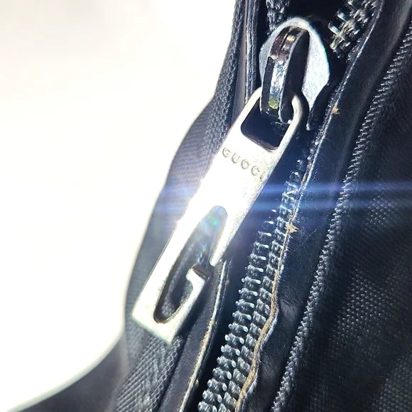 VTG Gucci Authentic 000062 Black Nylon Leather Handbag Shoulder Purse - Picture 5 of 16